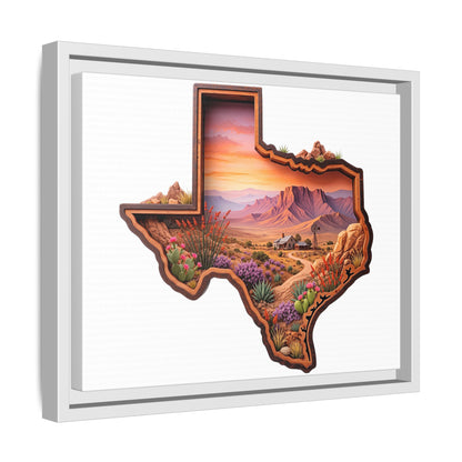 Framed Texas Landscape Matte Canvas — Desert Sunset State Art Print