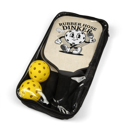 Pickleball Paddle Set – “Rubber Hose Dinker” Vintage Graphic Kit (2 Paddles + Balls)