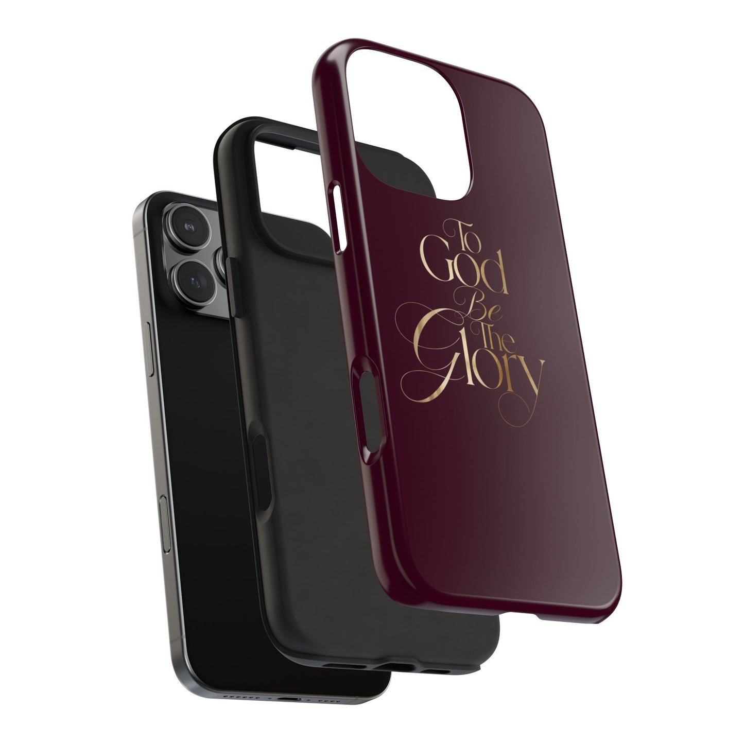 To God Be The Glory Tough Phone Case — Burgundy Gold Christian Scripture Cover