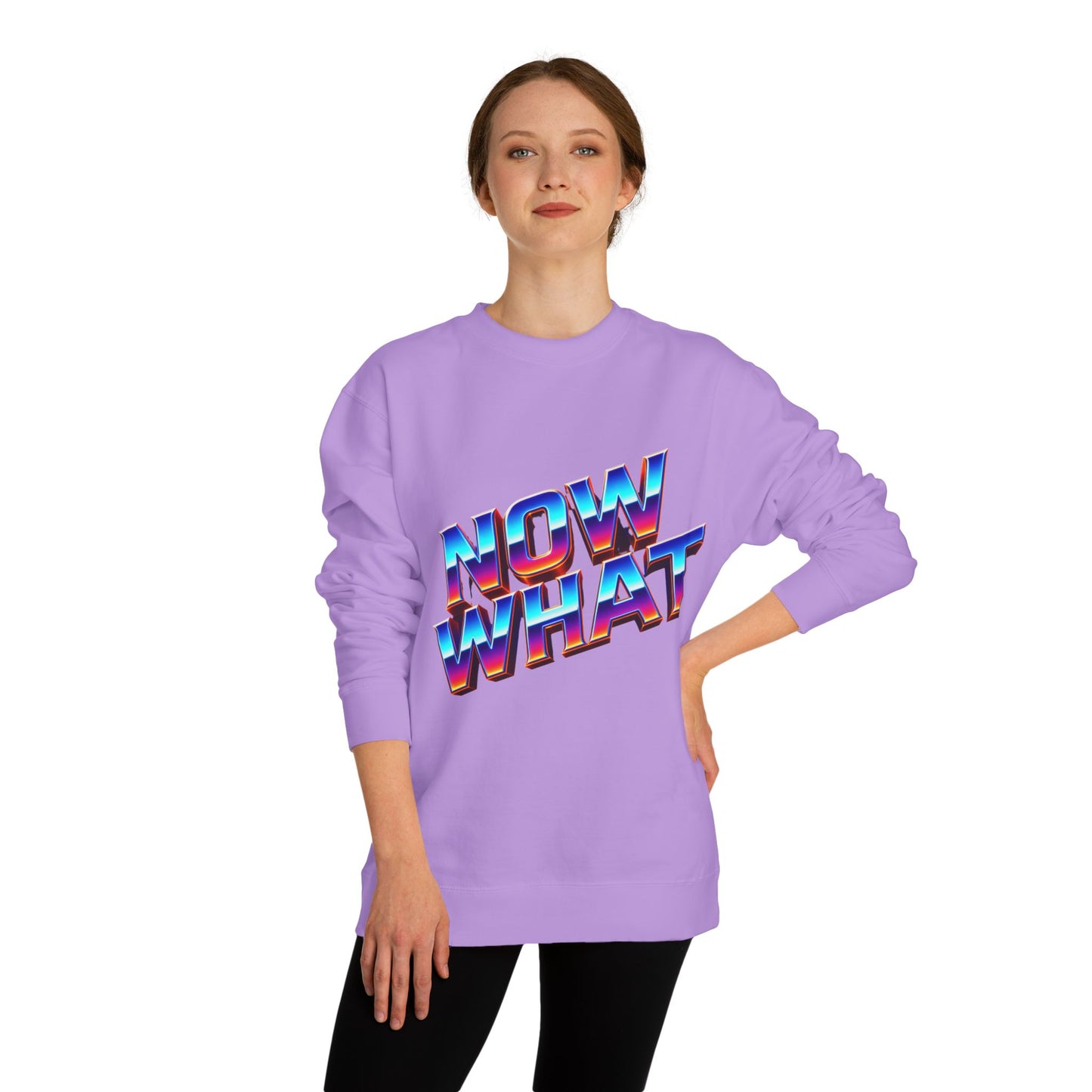 Now What Retro Sweatshirt — Bold 80s Gradient Graphic Crewneck