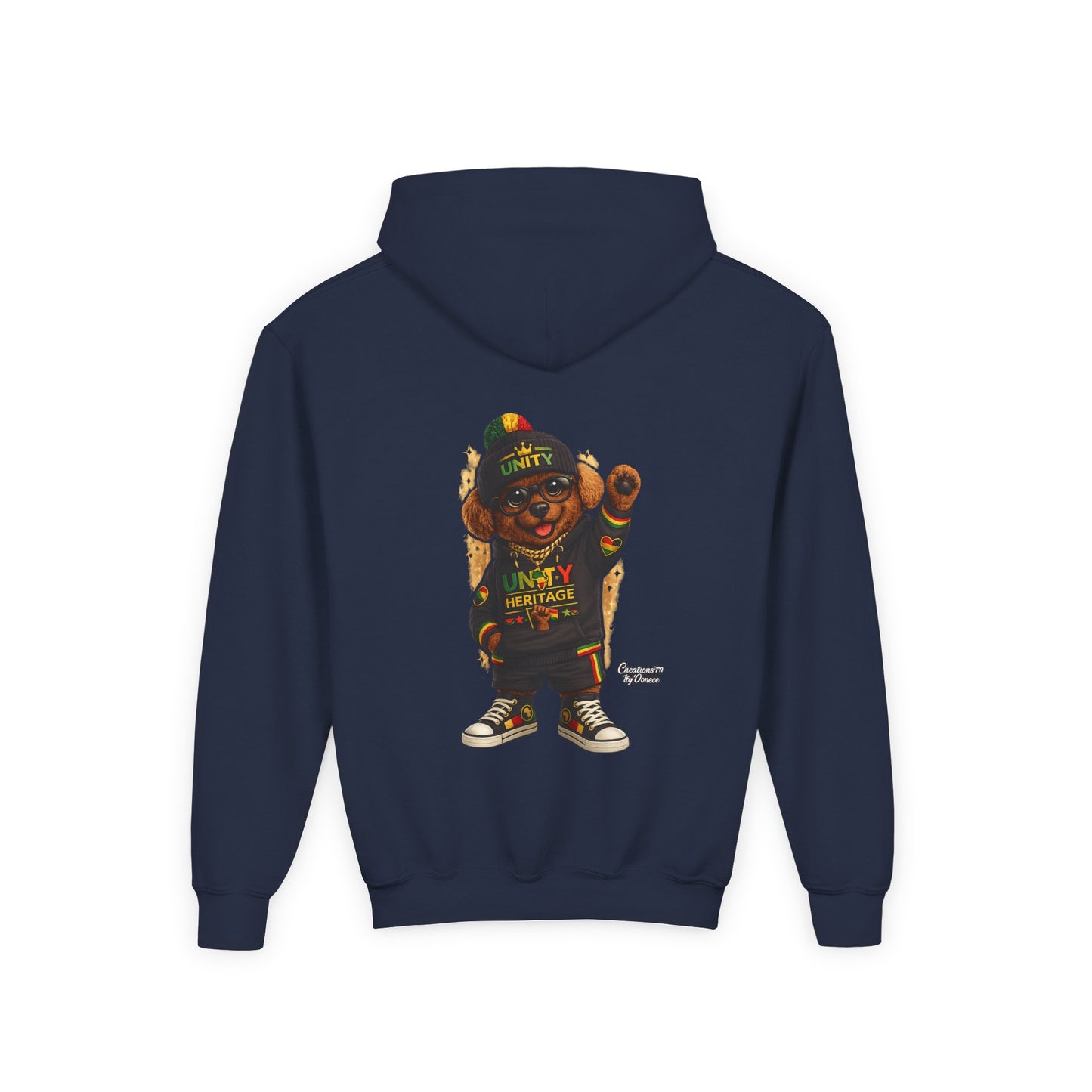 Youth Hoodie — Cool Rasta Bear Graphic Kids Sweatshirt