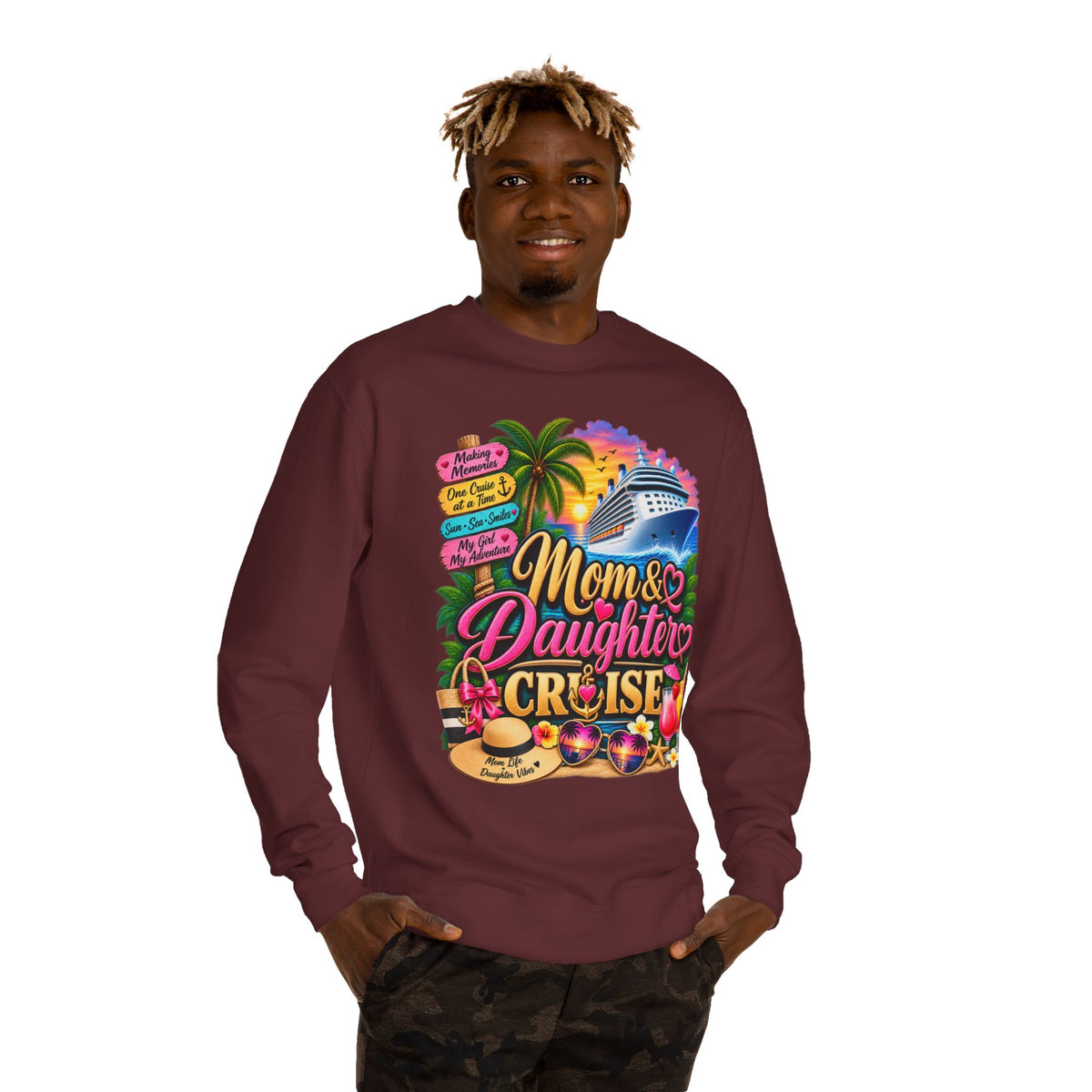 Mom & Daughter Cruise Sweatshirt — Tropical Vacation Cruise Crewneck