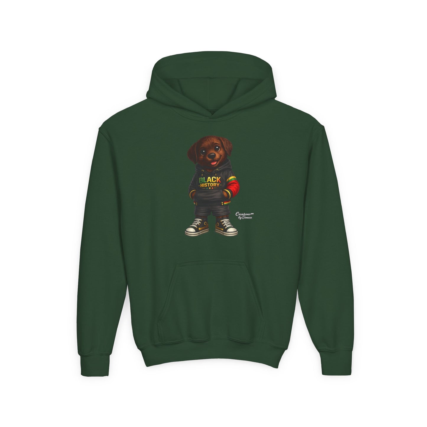 Youth Hoodie - Cute Rottweiler Puppy 'Black History' Graphic Sweatshirt for Kids