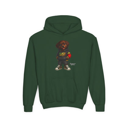 Youth Hoodie - Cute Rottweiler Puppy 'Black History' Graphic Sweatshirt for Kids