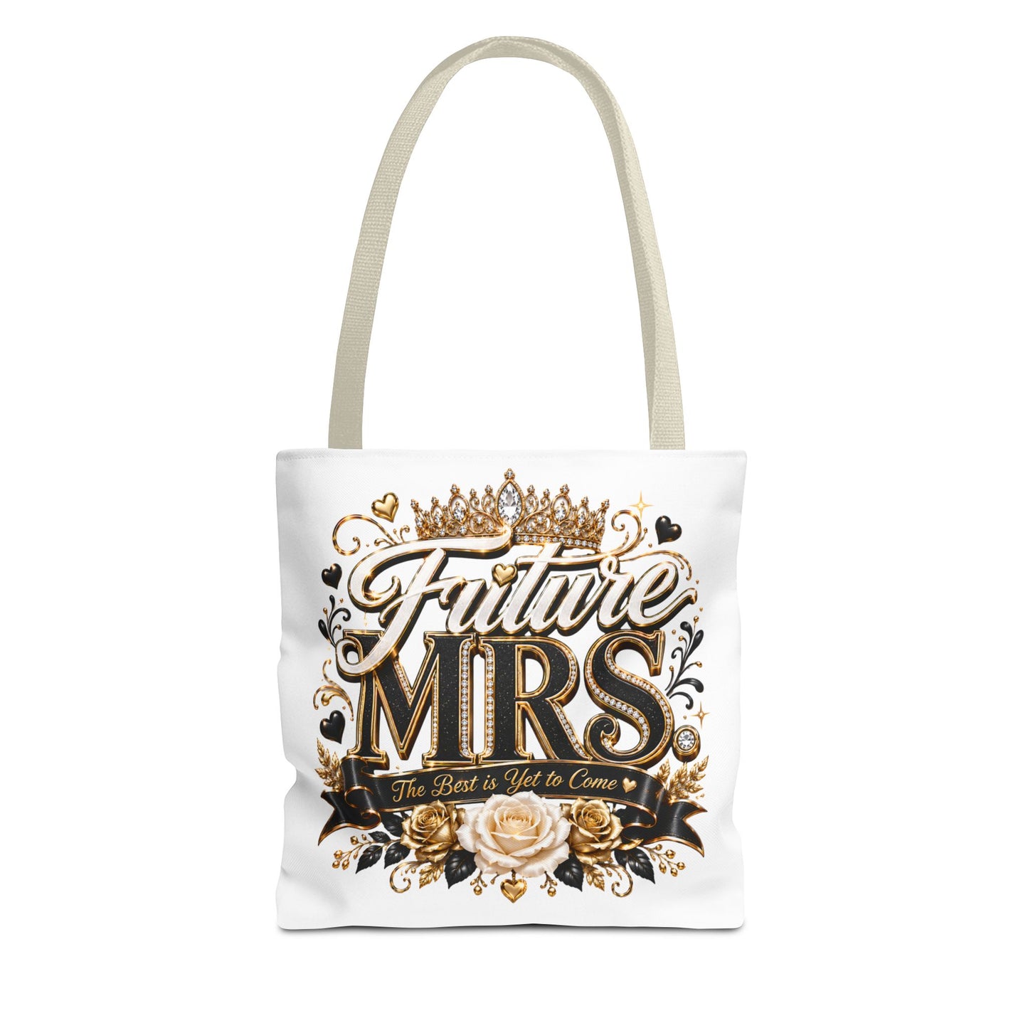 Future Mrs. Tote Bag — Bridal Bachelorette Gift Bag with Gold Crown Design