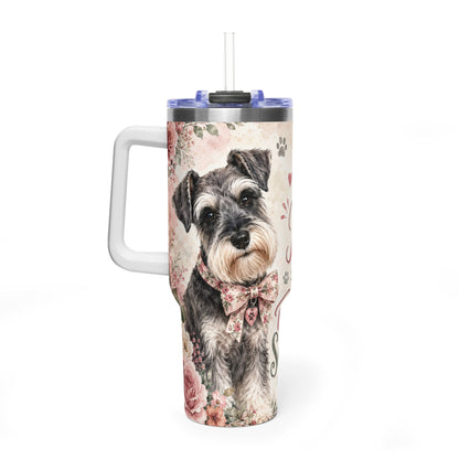 40oz Vacuum Tumbler – “Life Is Better With My Miniature Schnauzer” Dog Lover Travel Mug