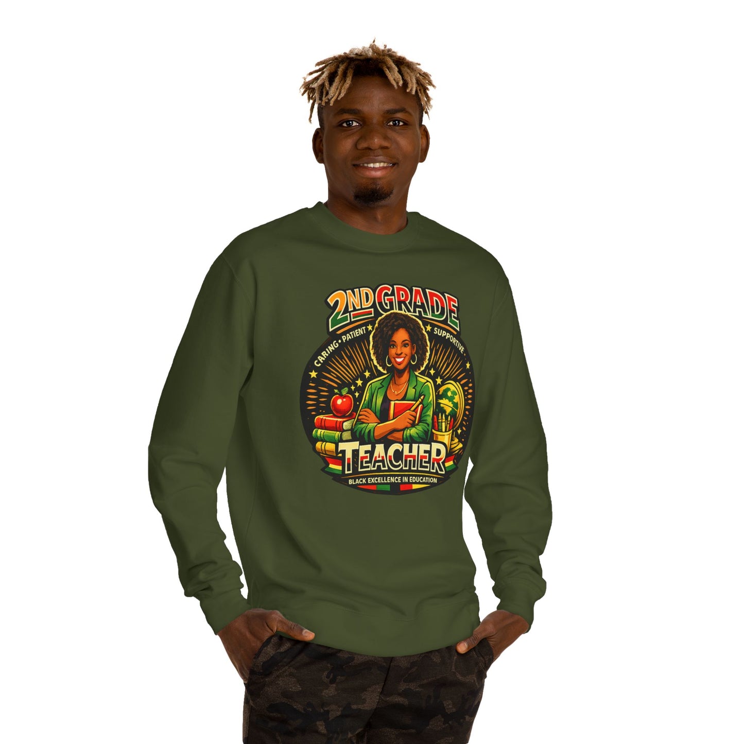 2nd Grade Teacher Sweatshirt — Proud Black Educator Crewneck