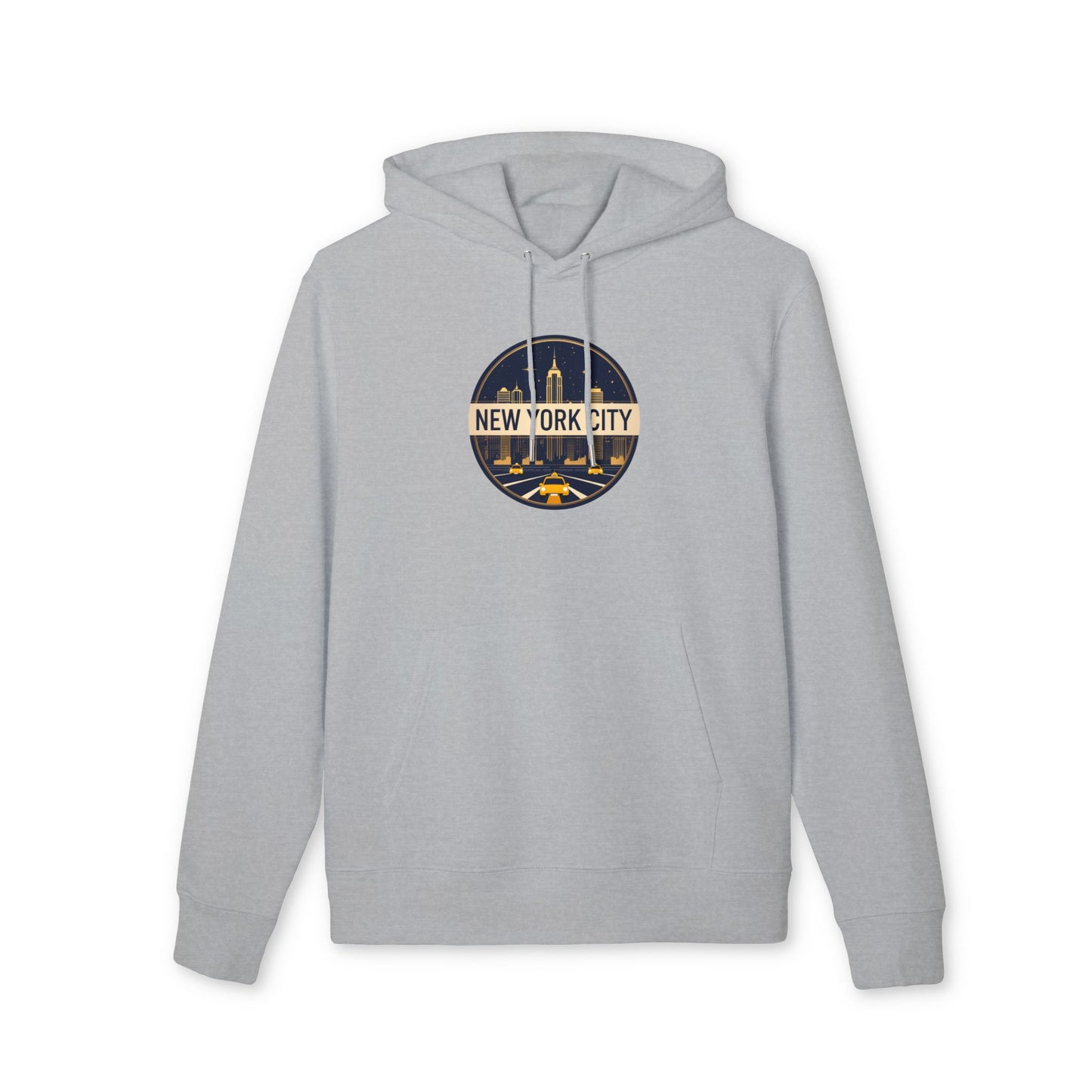 New York City Skyline Hoodie — Retro Taxi Circle Graphic