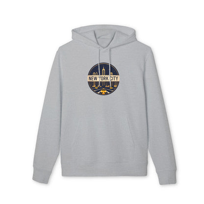 New York City Skyline Hoodie — Retro Taxi Circle Graphic