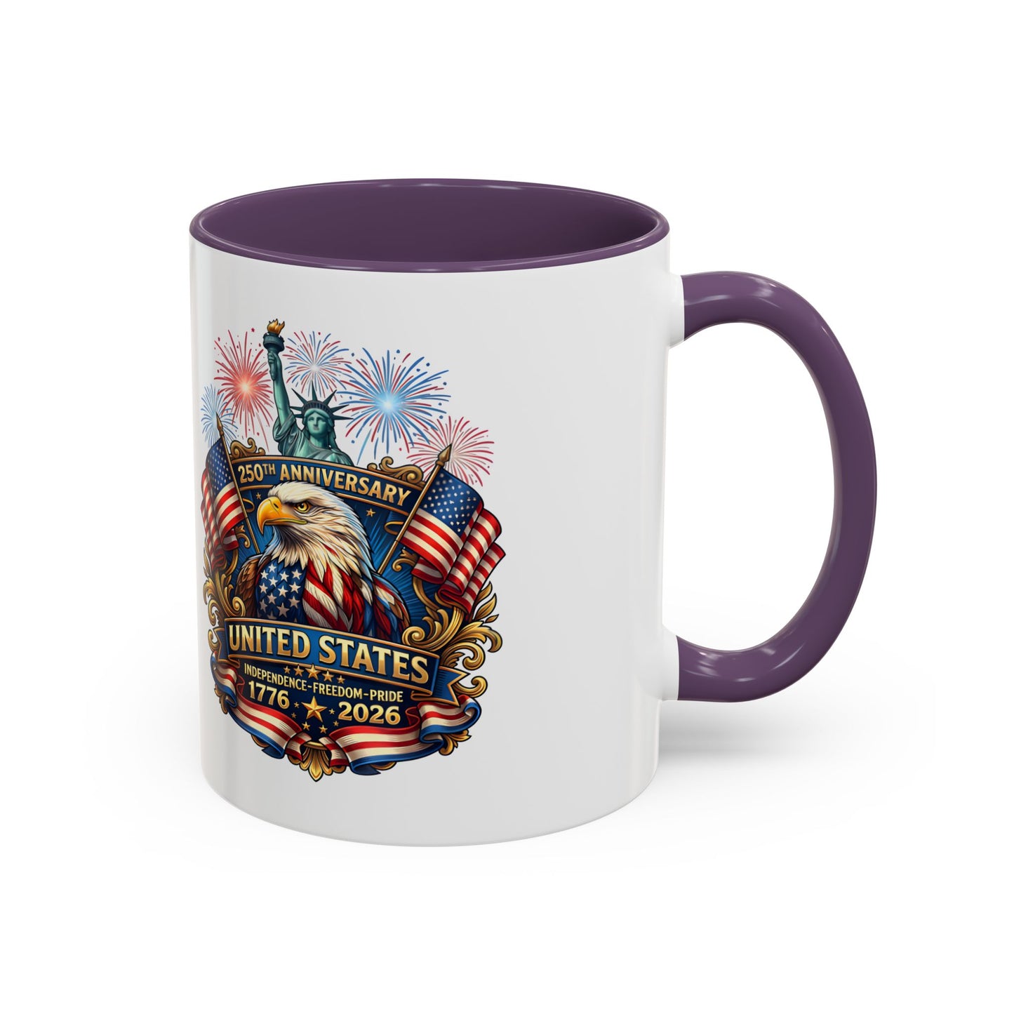 Patriotic Coffee Mug — United States 250th Anniversary Eagle & Fireworks (11/15oz)