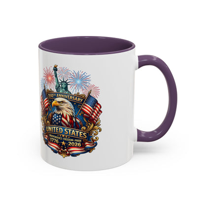 Patriotic Coffee Mug — United States 250th Anniversary Eagle & Fireworks (11/15oz)