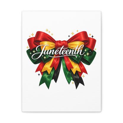 Juneteenth Celebration Stretched Canvas — Pan-African Ribbon Wall Art