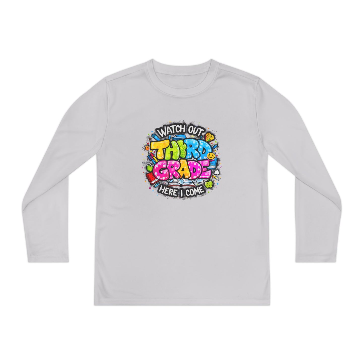 Youth Long Sleeve Tee — "Watch Out Third Grade Here I Come" Back-to-School Shirt
