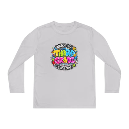 Youth Long Sleeve Tee — "Watch Out Third Grade Here I Come" Back-to-School Shirt