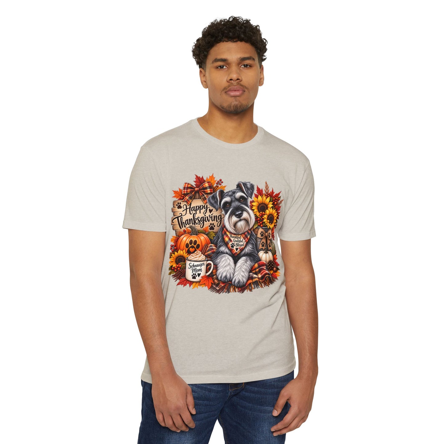 Thanksgiving Schnauzer T-Shirt — Happy Thanksgiving Fall Dog Tee