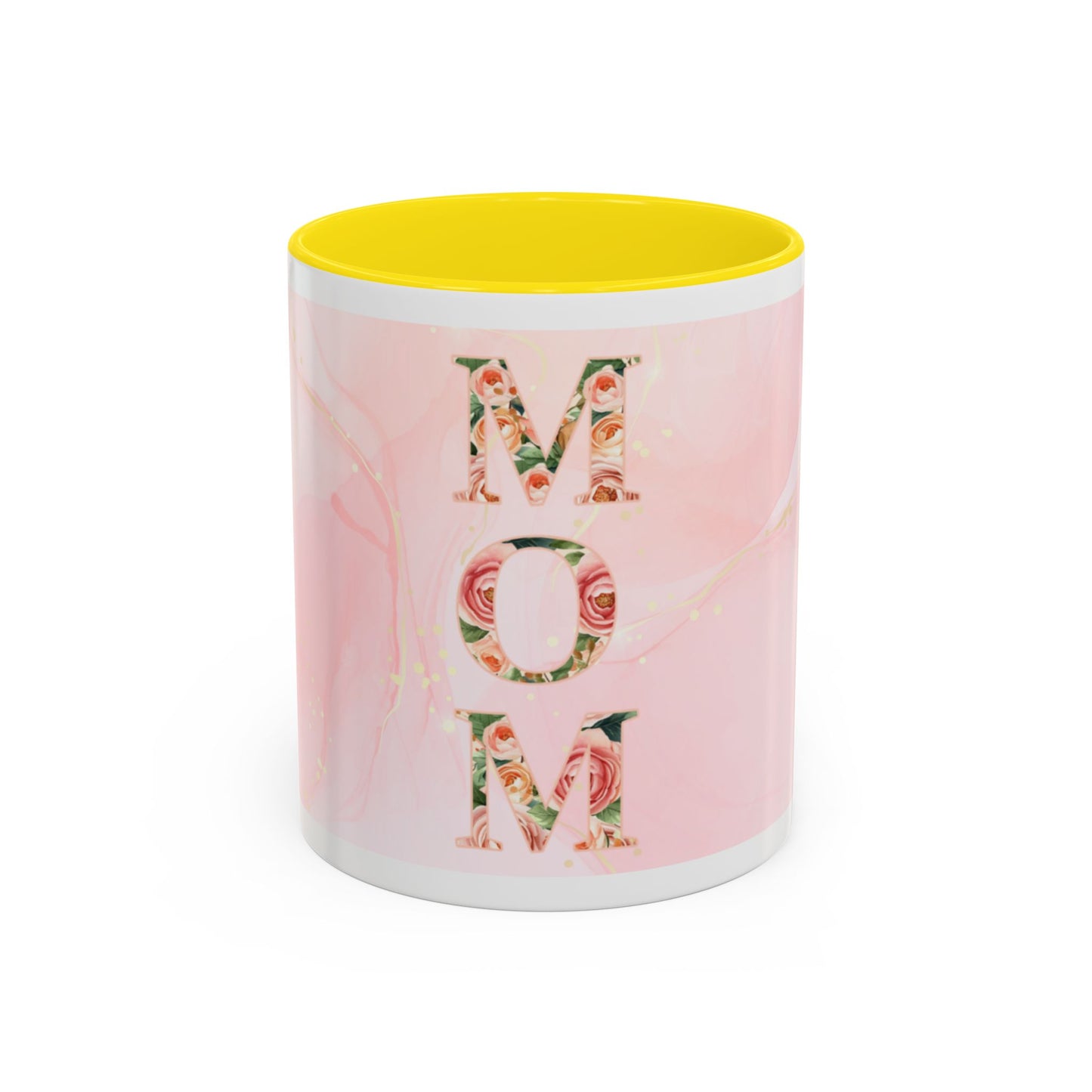 Mom Floral Accent Coffee Mug – Pink Rose Mother's Day Gift (11/15 oz)