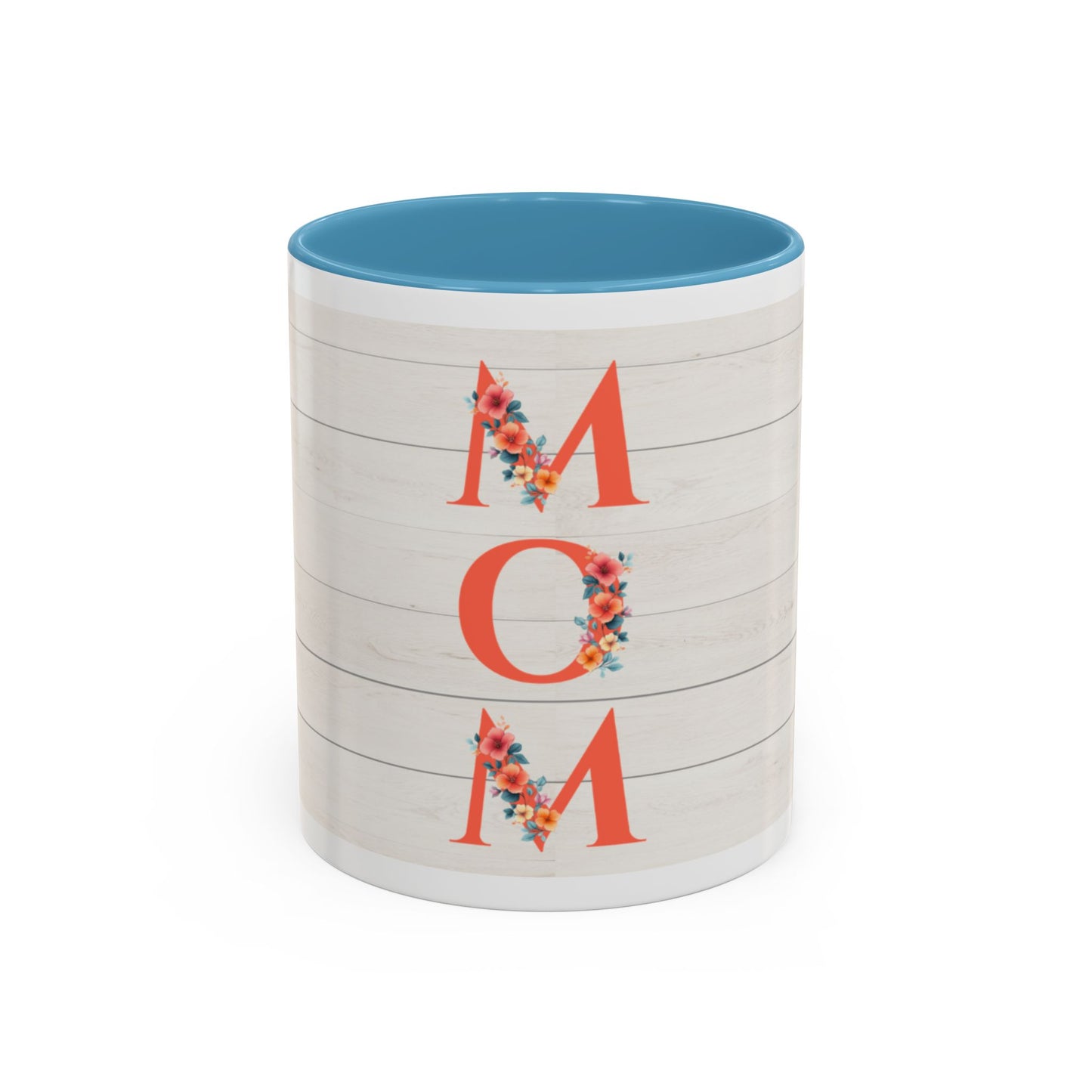 MOM Floral Accent Coffee Mug – Rustic Shiplap Mother's Day Gift (11/15 oz)