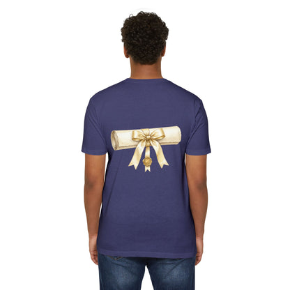 Graduation Scroll T-Shirt — Gold Ribbon Diploma Tee