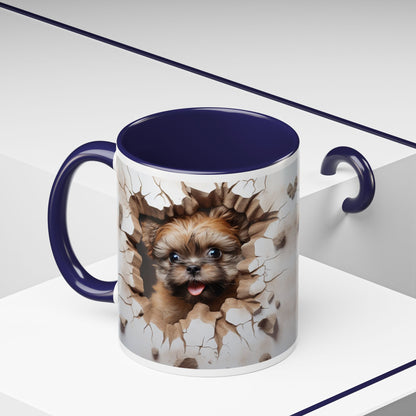 Puppy Breaking Through Accent Coffee Mug — Cute Dog 11/15oz Gift