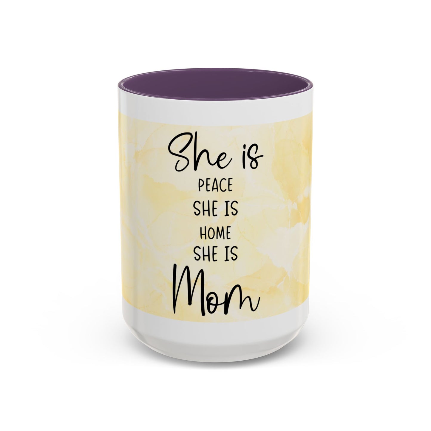 She Is Mom Floral Accent Coffee Mug — 'She is Peace, She is Home' Mother's Day Gift
