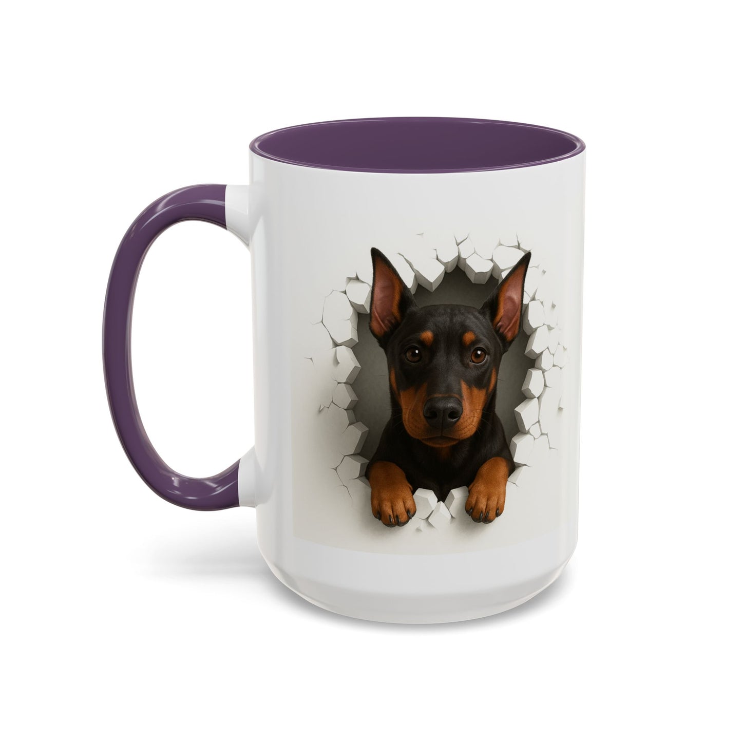 Doberman Peekaboo Accent Coffee Mug – Cute Dog Lover Gift (11/15oz)