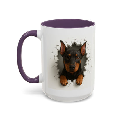 Doberman Peekaboo Accent Coffee Mug – Cute Dog Lover Gift (11/15oz)