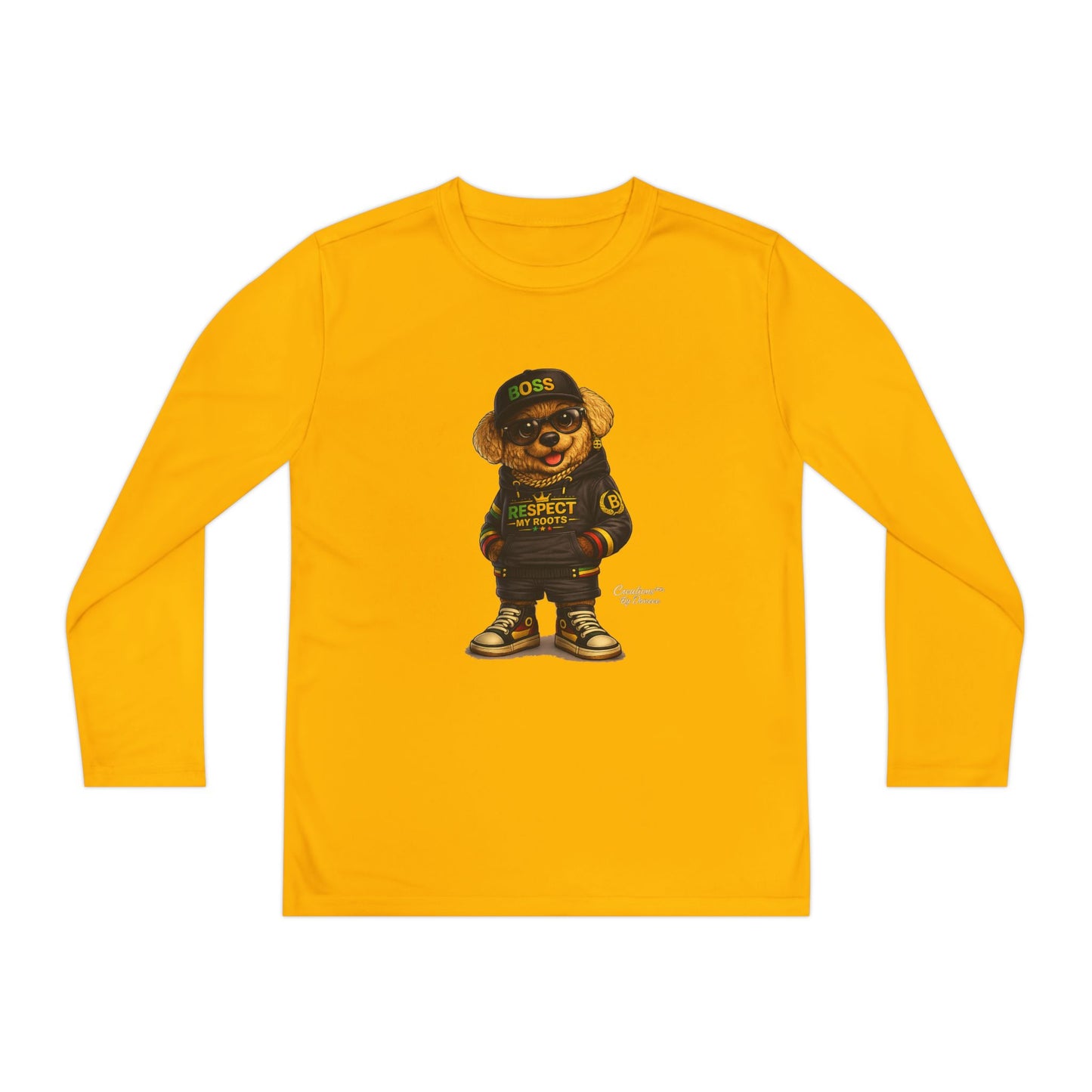 Youth Long Sleeve Tee — Streetwear Bear Graphic, 'Respect' Hip-Hop Kids Shirt