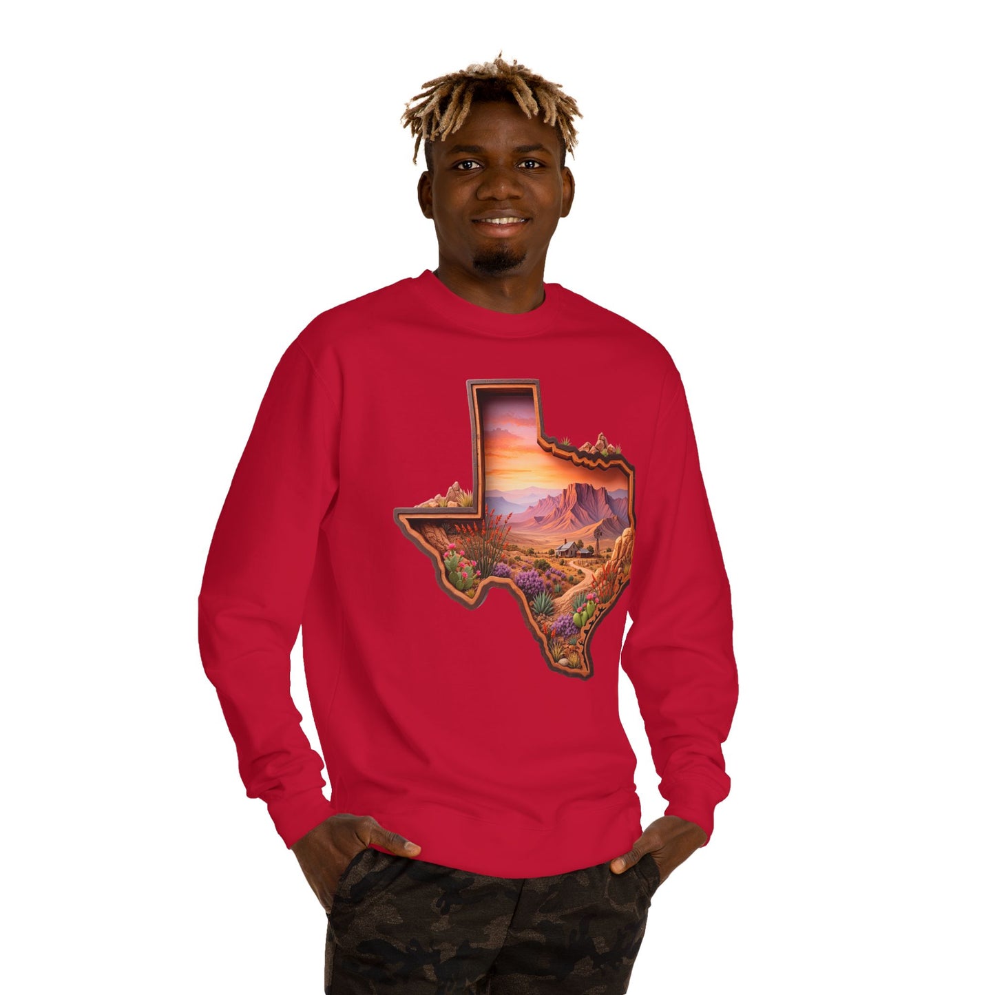Texas Sunset Crewneck Sweatshirt — Scenic Lone Star State Landscape