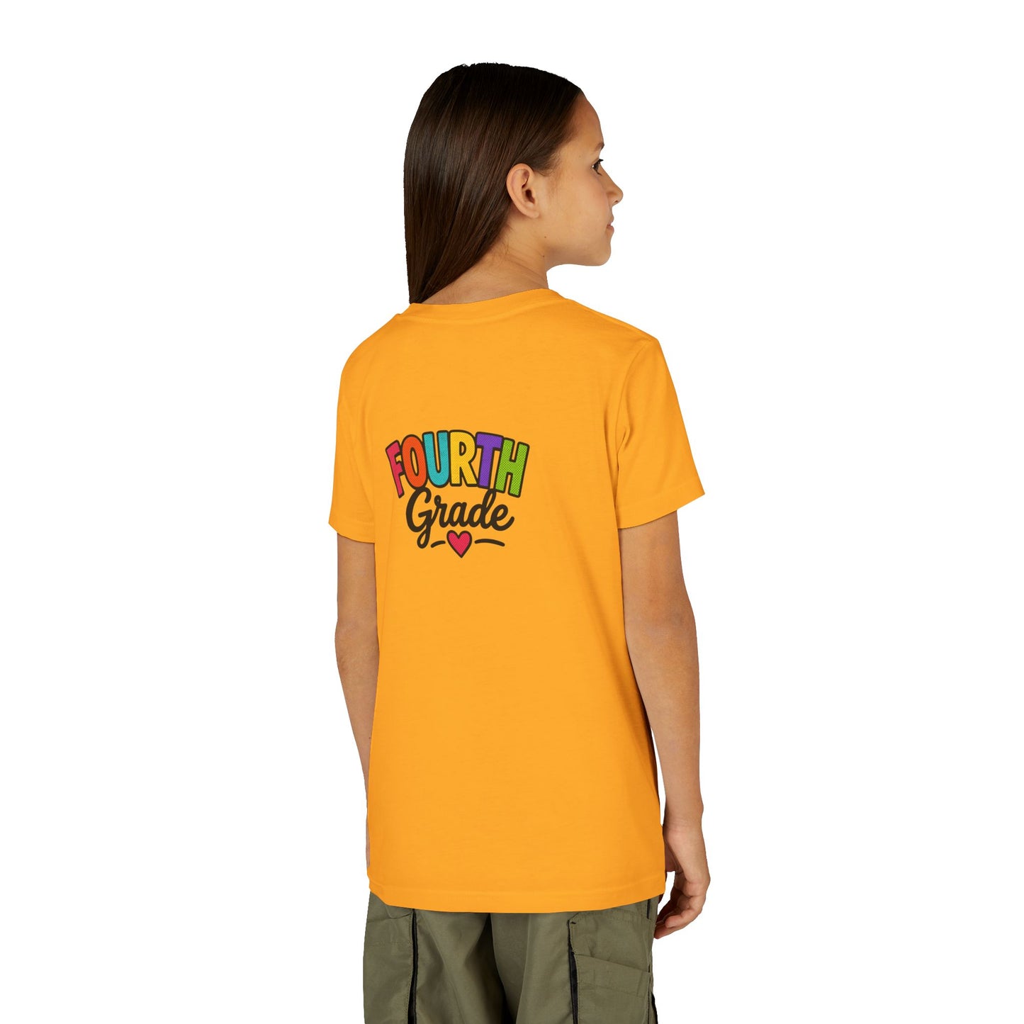Fourth Grade Youth Tee — Colorful Back-to-School Shirt with Heart