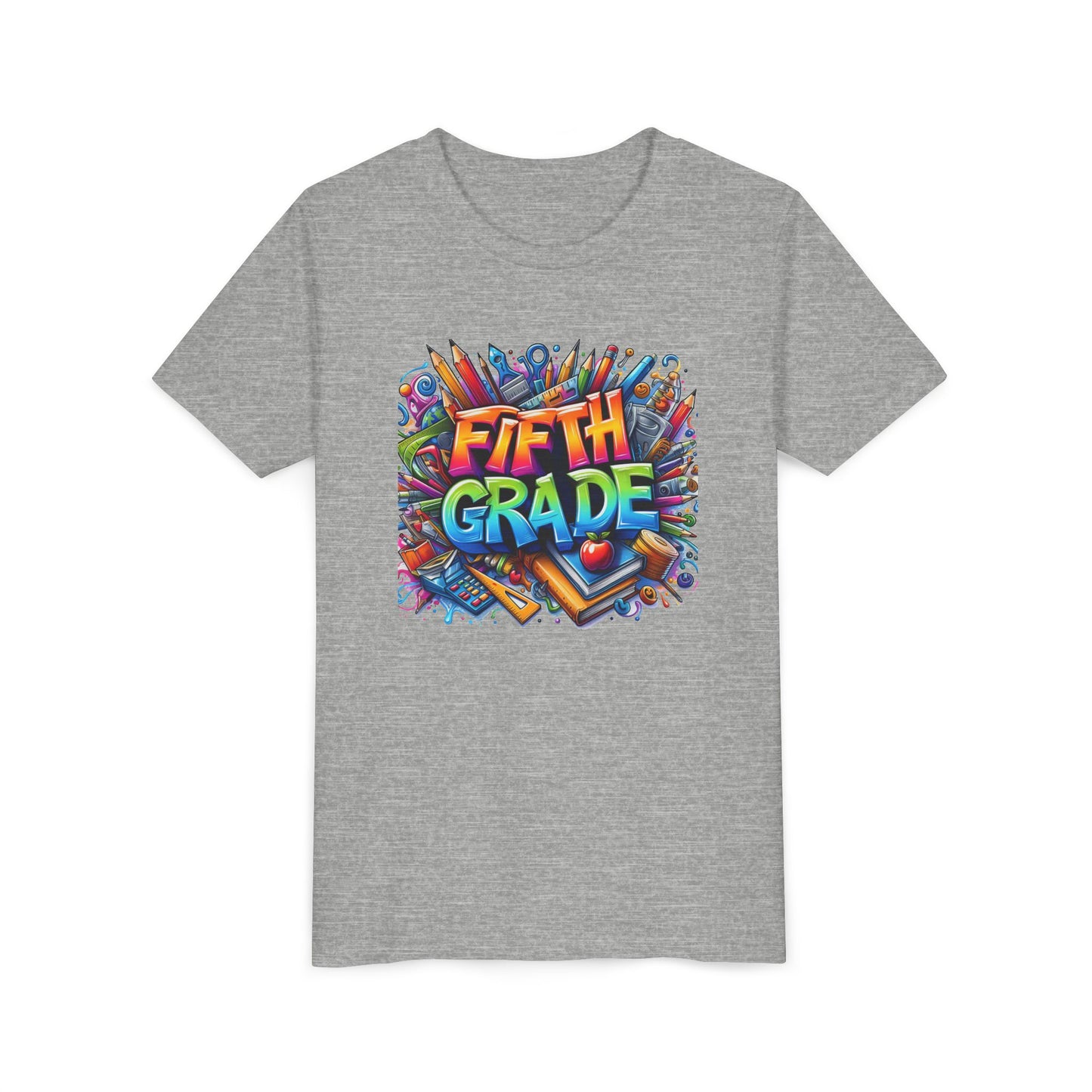 Fifth Grade Kid's Tee - Colorful School Supplies Back to School T-Shirt