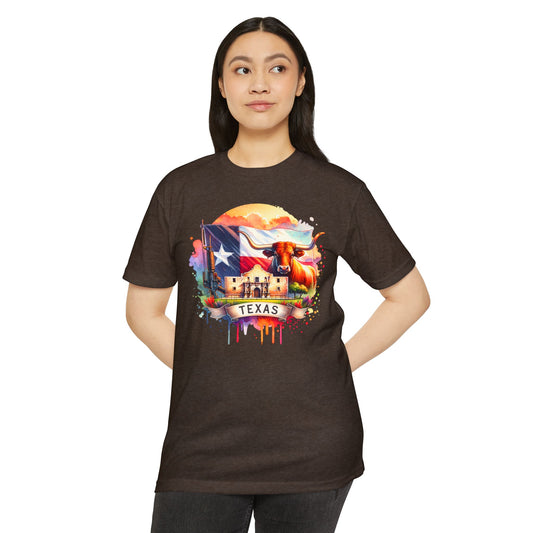 Texas Longhorn T-Shirt – Colorful State Flag & Ranch Design