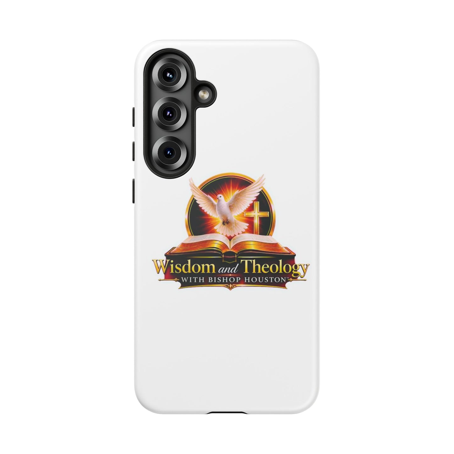 Wisdom and Theology Phone Case — Christian Dove & Cross Protective Tough Case