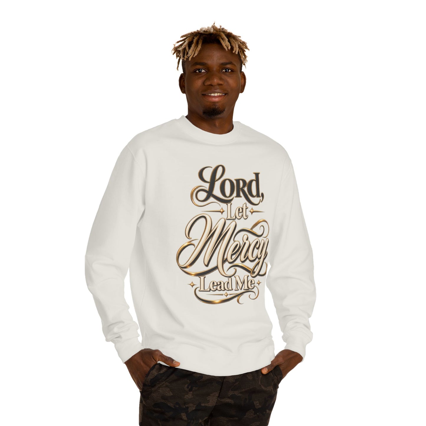 Christian Sweatshirt — "Lord, Let Mercy Lead Me" Inspirational Crewneck