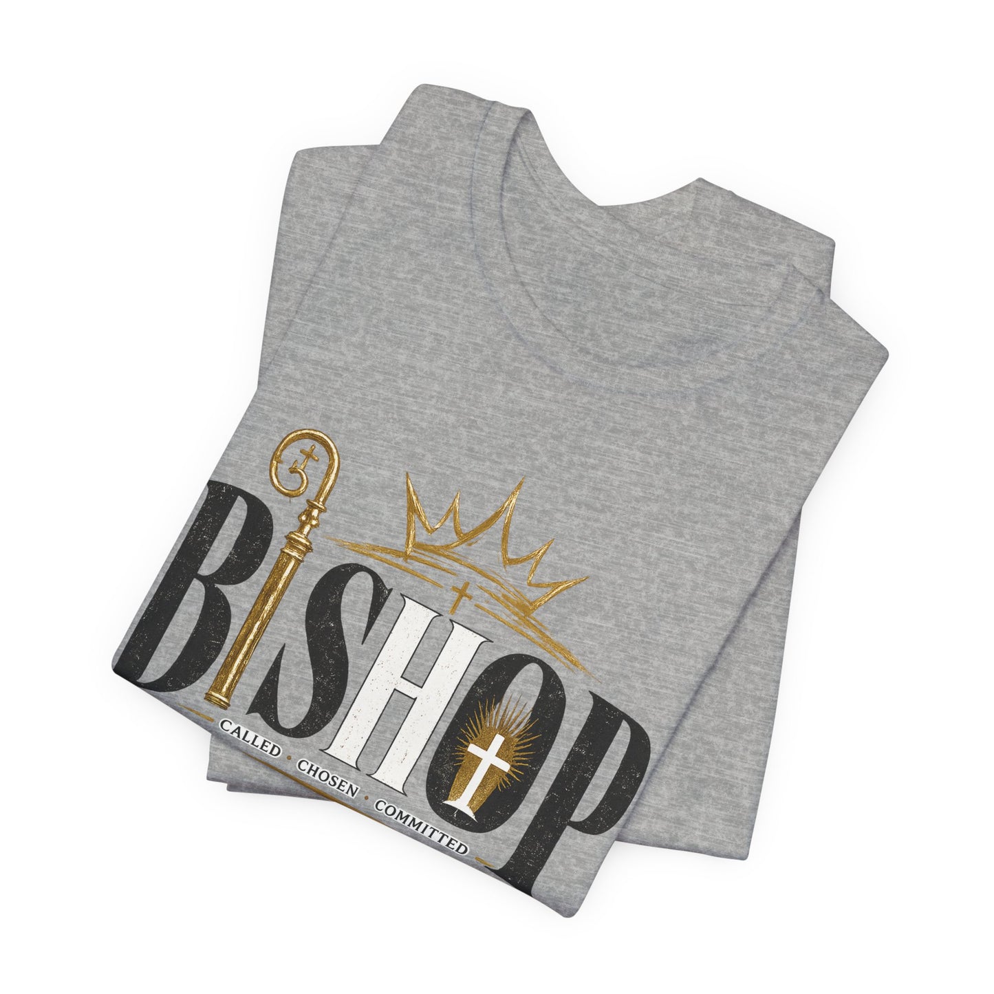 Bishop Graphic Tee — 'BISHOP' Crown & Crosier Church Leadership Shirt
