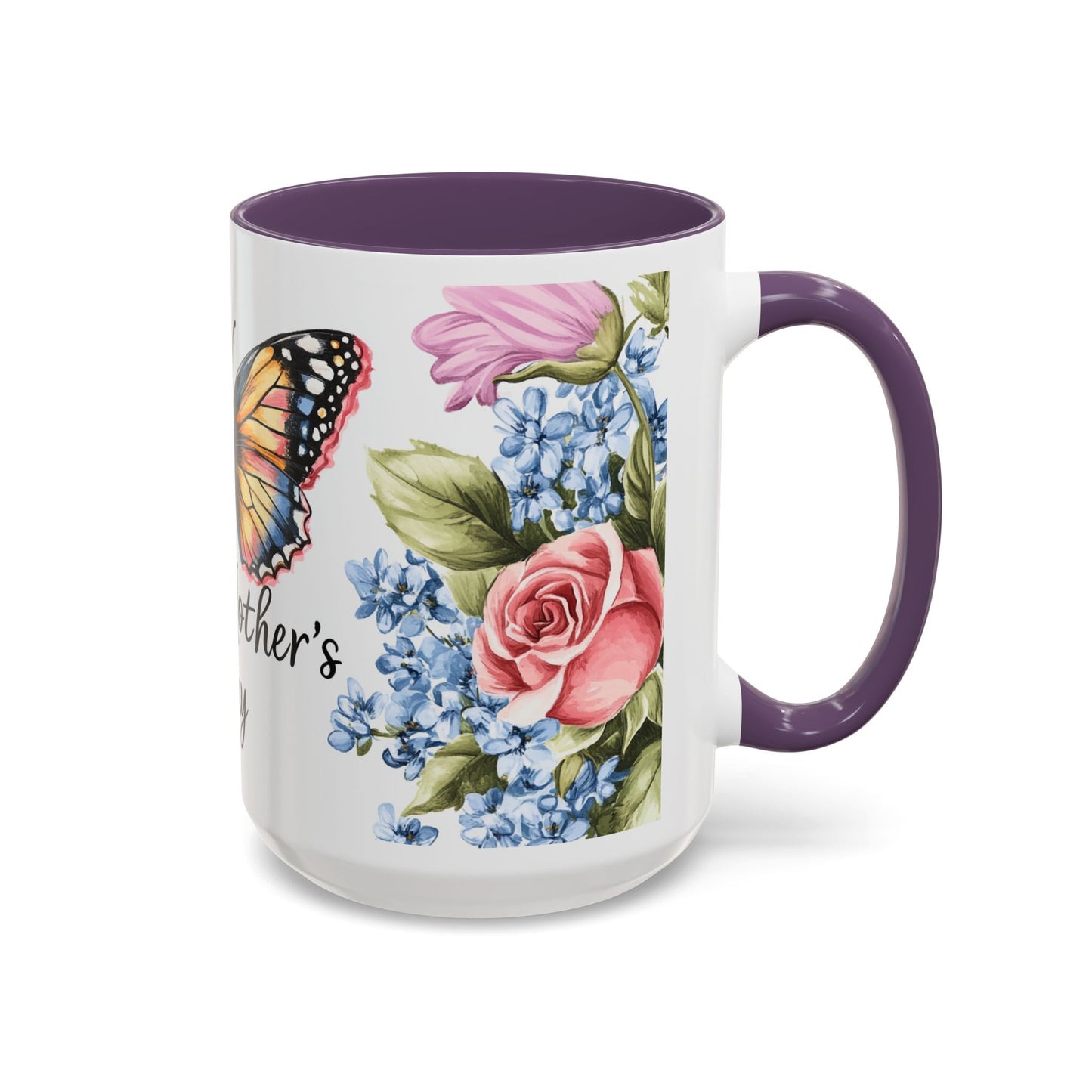 Mother's Day Butterfly Floral Coffee Mug – "Happy Mother's Day" Accent Mug (11/15 oz)
