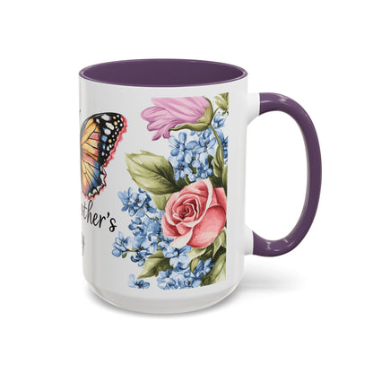 Mother's Day Butterfly Floral Coffee Mug – "Happy Mother's Day" Accent Mug (11/15 oz)