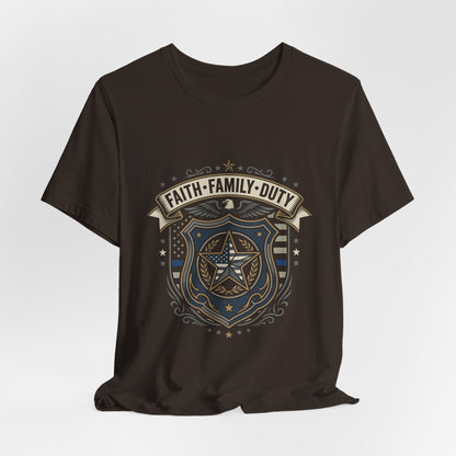 Police Badge Shield T‑Shirt — "Faith • Family • Duty" Graphic Tee