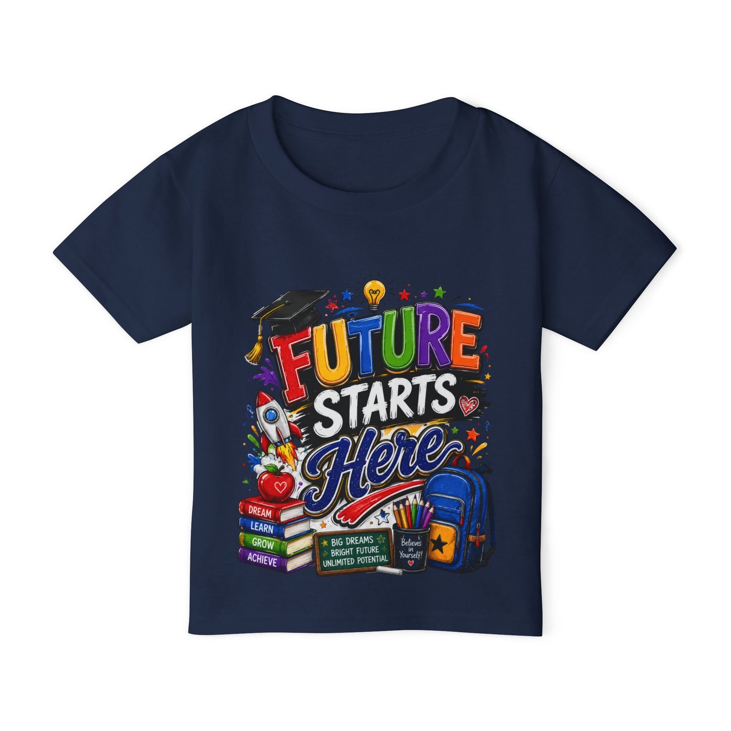 Toddler T-Shirt — "Future Starts Here" Back-to-School Graphic Tee