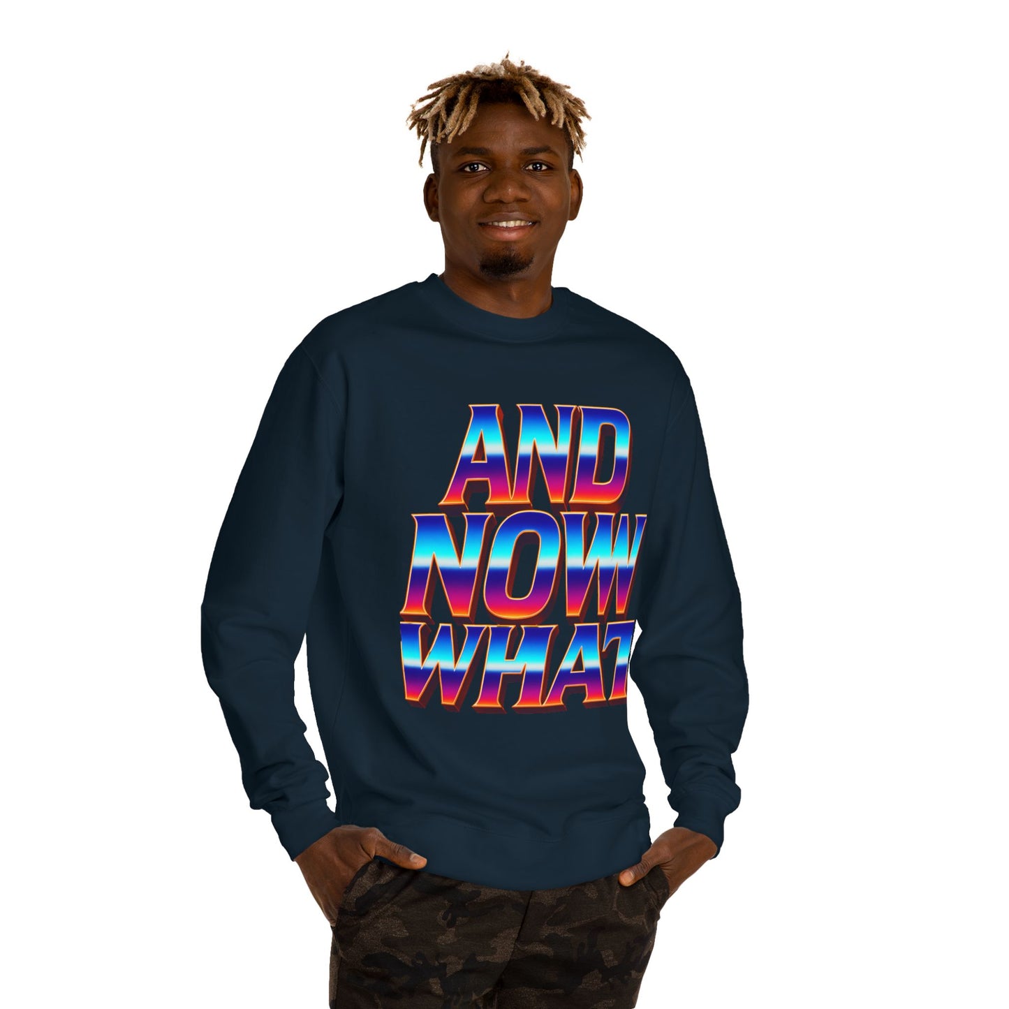 And Now What Sweatshirt — Retro Gradient Statement Crewneck