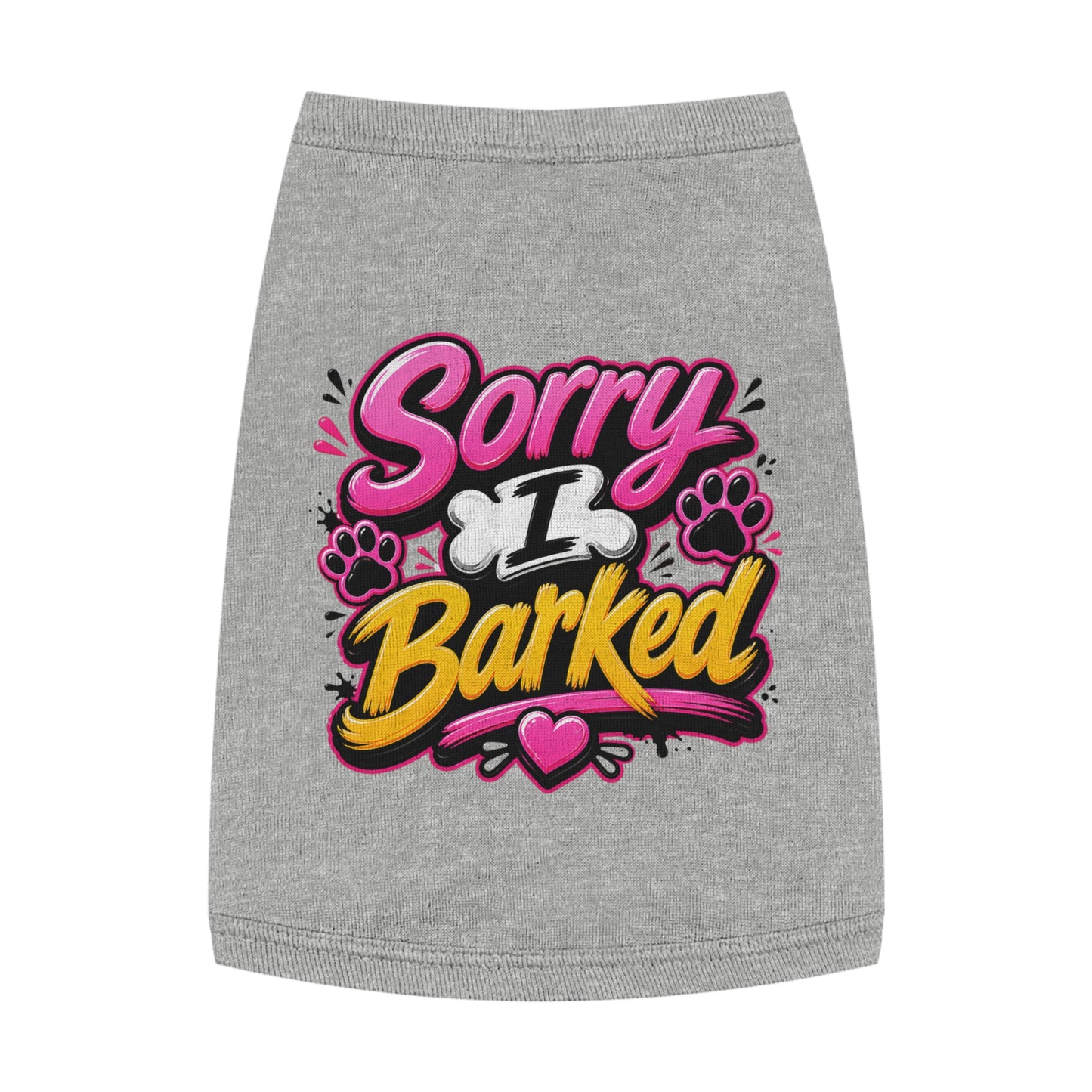 Dog Tank Top — “Sorry I Barked” Cute Paw Print Pet Shirt