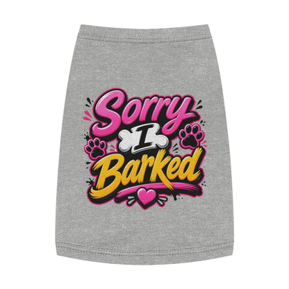 Dog Tank Top — “Sorry I Barked” Cute Paw Print Pet Shirt