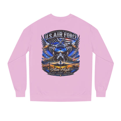 U.S. Air Force Crewneck Sweatshirt — "Aim High" Fighter Jet Graphic