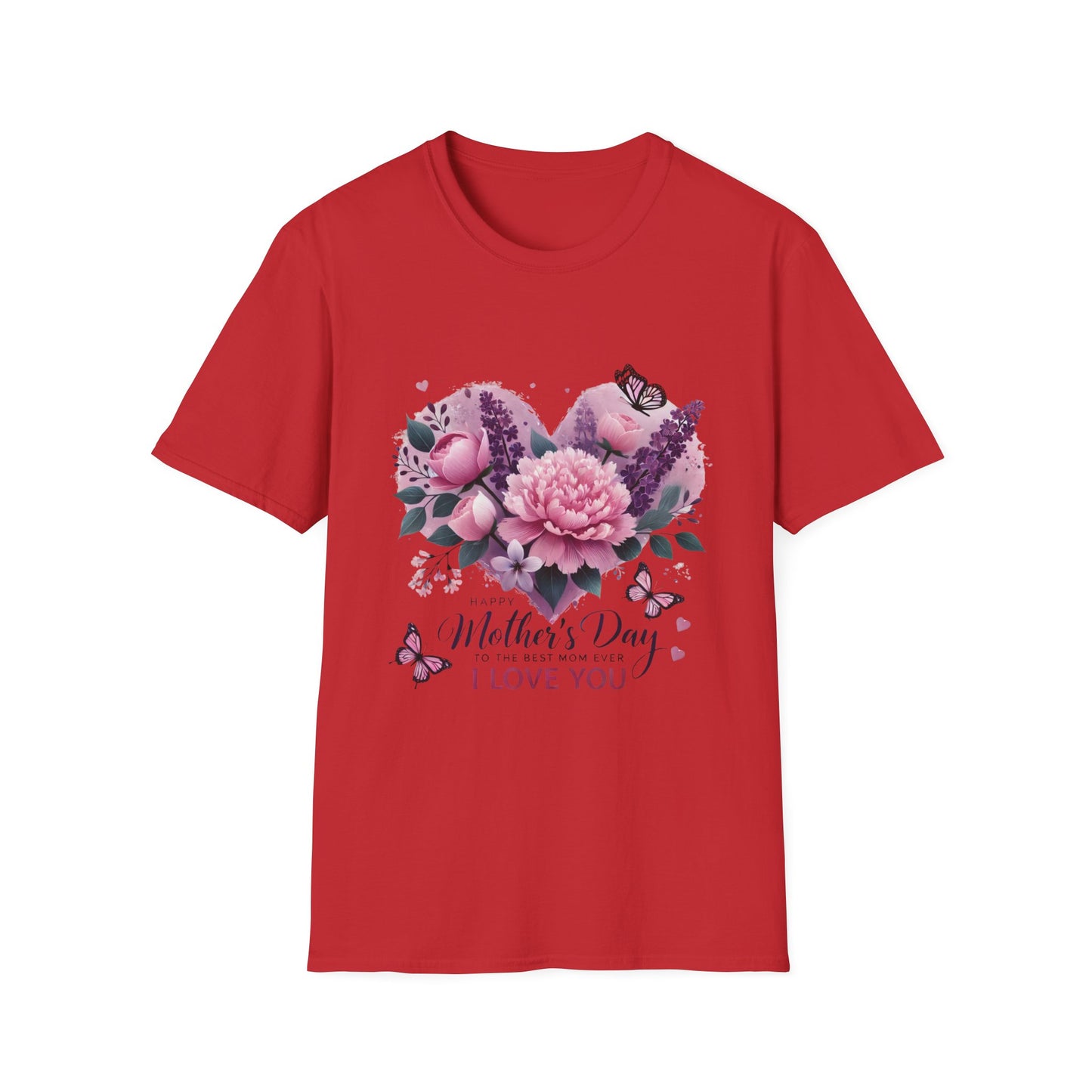 Mother's Day Floral T-Shirt — "Mother's Day I Love You" Heart Bouquet