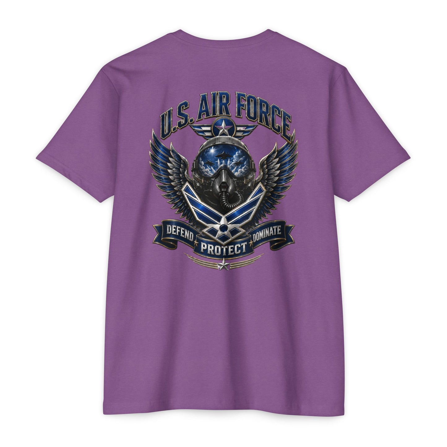 U.S. Air Force Skull Wings T-Shirt — Defend Protect Dominate Military Tee