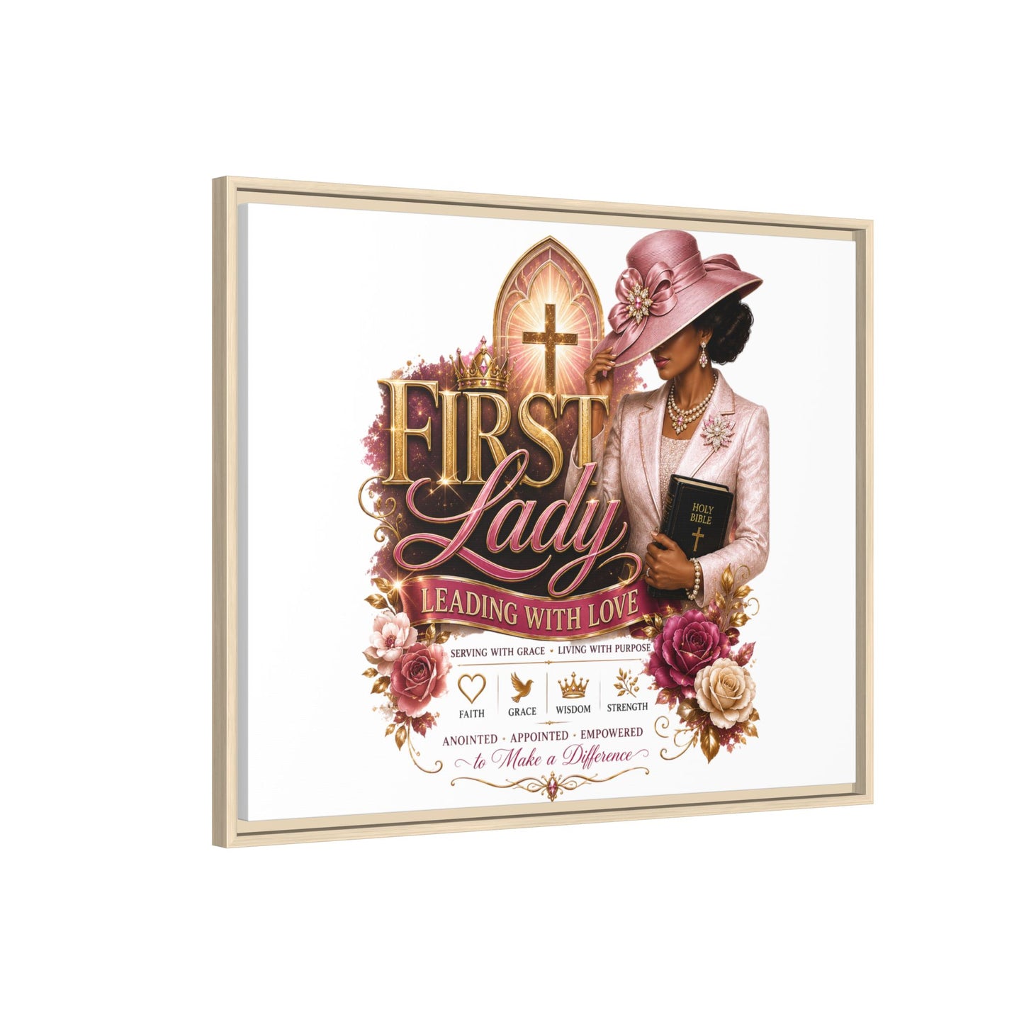 First Lady Faith Canvas Print — "First Lady: Leading With Love" Framed Matte Wall Art