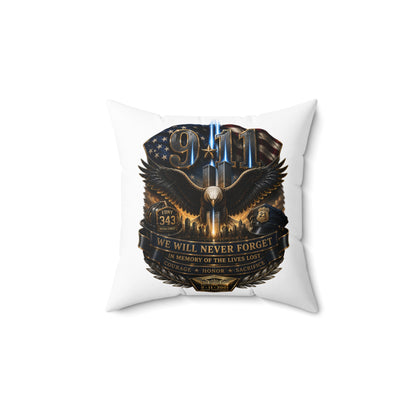 9/11 Memorial Eagle Pillow — "We Will Never Forget" Tribute Accent Pillow