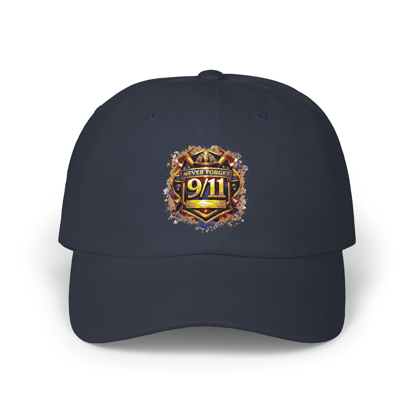 9/11 Memorial Dad Cap — Firefighter Badge Emblem Tribute Hat