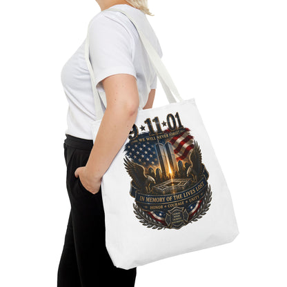 9/11 Memorial Tote Bag — We Will Never Forget Tribute Tote
