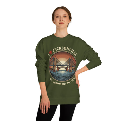 Jacksonville Crewneck Sweatshirt — I  Jacksonville St. Johns River City Graphic