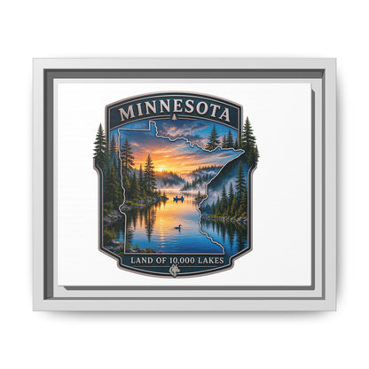 Minnesota Lakes Matte Canvas Print (Framed) — 'Land of 10,000 Lakes' Scenic Wall Art